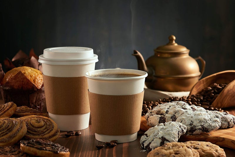 NYHI 200 Pack 8 oz White Paper Disposable Coffee Cups with Lids and Sleeves Hot Cold Beverage Drinking Cup for Water Juice Espresso Tea Ideal for Water Coolers Party - Image 4